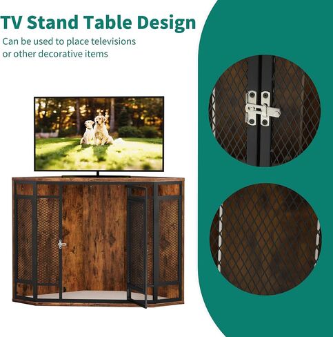 Yitahome 52 "زاوية أثاث قفص الكلب ، بيت الكلب الخشبي مع وسادة الكلب ، الكلب كومة الزاوية الطاولة الخشبية للكلاب الصغيرة المتوسطة الكبيرة ، بني in Kuwait