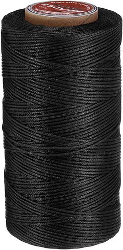 uxcell Flat Leather Sewing Waxed Thread, 200m / 219 Yards Polyester Wax String, 210D Wax Stitching Cord for Leather Crafts, Bookbinding, Bracelets Braided, Orange in Kuwait