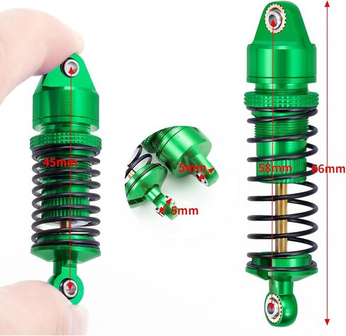 Aluminum Shock Set 58mm Front Rear Shocks Damping Shock Absorber Damper for Arrma 1:18 Granite Grom/Typhon Grom Mega 380-ARA2106 Truck Upgrade Parts (Titanium Silver) in Saudi Arabia