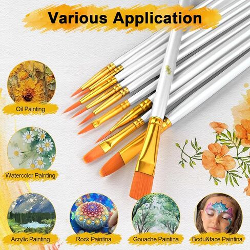 Acrylic Paint Brushes Set, 50Pcs Round Pointed Tip Artist Paintbrushes for Acrylic Painting Oil Watercolor Canvas Boards Rock Body Face Nail Art, Halloween Pumpkin Ceramic Crafts Supplies，Blue in Saudi Arabia