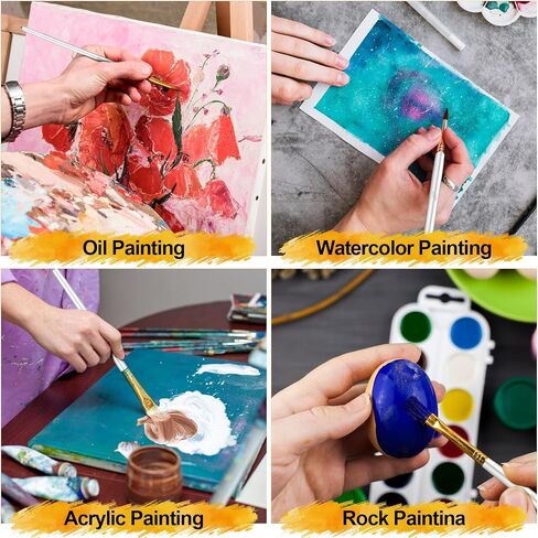 Acrylic Paint Brushes Set, 50Pcs Round Pointed Tip Artist Paintbrushes for Acrylic Painting Oil Watercolor Canvas Boards Rock Body Face Nail Art, Halloween Pumpkin Ceramic Crafts Supplies，Blue in Saudi Arabia