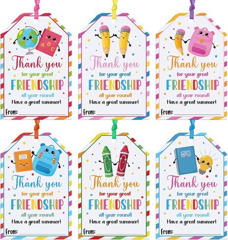 60 Pcs End of School Year Teacher Style Gift Tags with Strings Classroom Thank You Appreciation Gift Tags Graduation Summer Party Favor in Kuwait