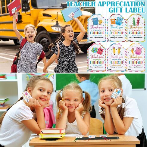 60 Pcs End of School Year Teacher Style Gift Tags with Strings Classroom Thank You Appreciation Gift Tags Graduation Summer Party Favor in Kuwait