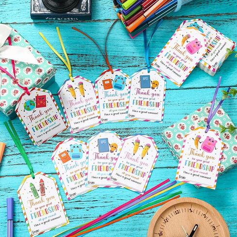 60 Pcs End of School Year Teacher Style Gift Tags with Strings Classroom Thank You Appreciation Gift Tags Graduation Summer Party Favor in Kuwait
