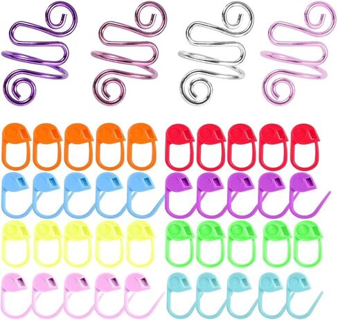 2Pcs Crochet Ring + 100Pcs Stitch Markers Adjustable Crochet Tension Rings for Finger Handmade Open Yarn Guide Crocheting Rings Knitting Accessories with Box,The Ideal Aid to Crochet Supplies in Saudi Arabia