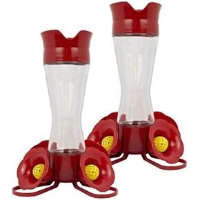 Perky-Pet 203CPBN-2 Pinch-Waist Glass Hummingbird Feeder with Perches, Built-in Ant Moat and Bee Guards - Outdoor Garden Décor - 2 Pack