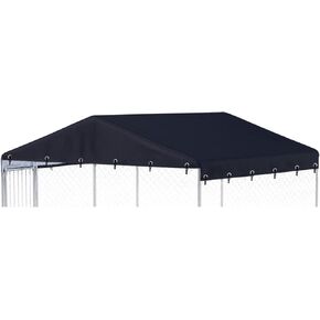 10 x 10 ft Outdoor Dog Kennel Cover Made from 600D Heavy Duty Waterproof Oxford Fabric Outdoor Dog Kennel Replacement Cover Black（Without cage top Frame）