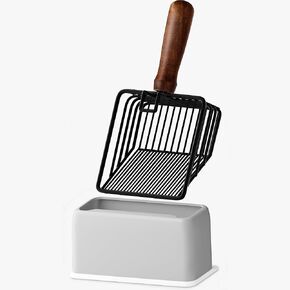 Cat Litter Scoop with Holder, Metal Cat Litter Scooper, Stainless Steel Heavy Duty Deep Shovel, Fast Fine Scoop Away Cat Litter - Silver ﻿