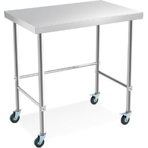 Stainless Steel Table 60x24 Inch, Kitchen Restaurant Stainless Steel Prep Work Metal Table Countertop with Open Base
