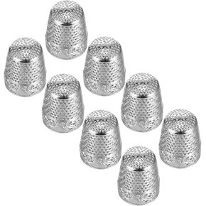 KFHENSOMR 8 Pcs Thimbles for Hand Sewing Metal Sewing Thimble Finger Protector Quilting Craft Fingertip Protectors Metal Sew Thimb Accessories for Knitting Needlework DIY Tools