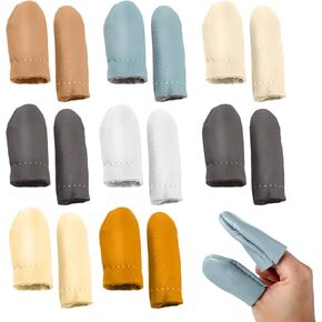 8 Pairs Crochet Finger Guard, Leather Thimbles for Hand Sewing, Leather Hand Sewing Knitting Crochet Finger Guard Suitable for Metal Needle Felting Embroidery Needlework (Random Color)