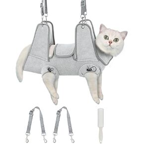 Supet Cat Grooming Hammock, Self-Adherent Cat Nail Clipper Hammock, Anti-Escape Wrap for Cutting Nails, Calm Down for Medicine, Teeth Brushing, Ear Cleaning