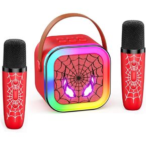 Wireless Mini Karaoke Machine for Kids - 2 Built-in Mics, 10-Meter Bluetooth Range, 10-Hour Battery Life, LED Lights, Perfect Birthday for Ages 3-12