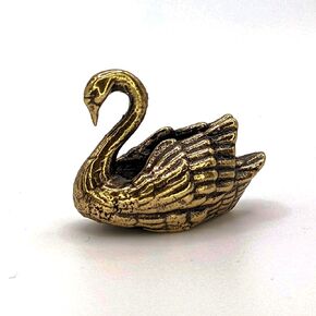 Swan Figurine Brass Collectible Sculpture Miniature