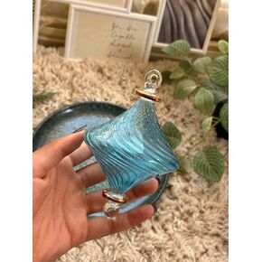 Decorative christmas ornament for tree decorations | Turquoise Ribbed Glass with 14K Gold | hanging Ornaments for Xmas holidays | handblown christmas gift