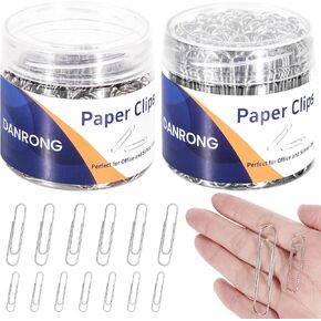 Non Skid Paper Clips Assorted Sizes, 500 PCS Paperclips, Medium and Large (1.3" & 2"), Silver Clips for Paperwork Home School Office Personal Use