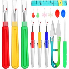 ZMAAGG Seam Ripper-6 PCS Stitch Remover Tool, Seam Rippers for Sewing, Needle Threaders, Tape Measure, Tailors Awl, Thread Snips