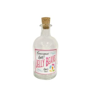 Vintage JELLY BEANS Glass Jar Bottle Decoration | Cork Lid | Fill yourself - Comes Empty | Easter Spring Home Decor | Vignette Display