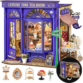 Rolife DIY DOLLHOUSE MINIATURE HOUSE KIT 1:18 غرفة شاي إدوارديان مع واجهة مفتوحة ، طرازات بناء ديوراما الحرف اليدوية للبالغين ديكور هدية إبداعية للبنات الأولاد
