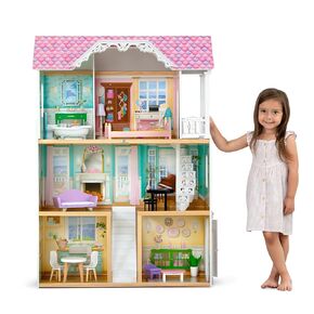 Delta Children Mysize Dollhouse - دمية كبيرة من 3 طوابق مع 7 غرف تشمل 12 إكسسوارات - تناسب دمى 12 بوصة - Play Play Dream Gift للأعمار 3+