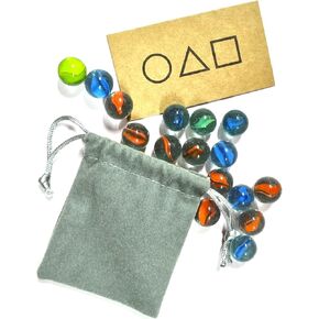 مجموعة Marbles الزجاجية Squid -Gamez - تشمل 20 من الرخام الزجاجي + بطاقات دعوة حقيبة ولعبة - لعبة الرخام الكورية للحنين إلى الجماهير والجمعية - Marbles Bulk للأعمار 15+ - النمط الكلاسيكي (مجموعة 2)