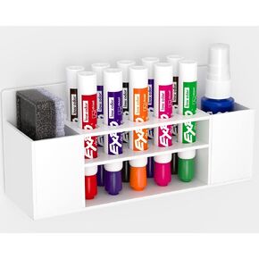 HBlife Acrylic Magnetic Dry Erase Marker Holder Wall Mount, 10 Slots Whiteboard Marker Holder for Office, School and Home, Marker, Eraser and Whiteboard Cleaner Not Included, Clear