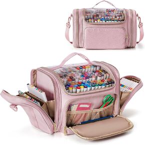 Marker Organizer Case Bag for 180-300 Markers, Large Marker Storage Bag with Detachable Divider for Adults, Marker Travel Holder Case Bag for Various Markers or Other Art Craft Supply, Black