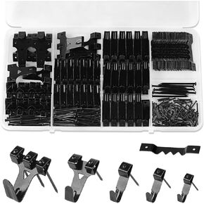 330PCS Picture Hangers Kit, Wall Hangers with Hooks, Sawtooth and Hardware Nails, Picture Hooks for Frame, Painting, Artwork, Photo, Wall Mounting (Black)
