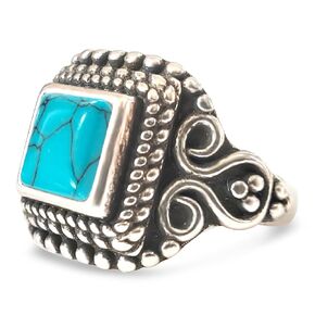 حلقة Square Dongling Jade Crystal Stone Signet ، عتيقة عتيقة S925 Sterling Silver Natural Nature Gemstone Ring المجوهرات للنساء (A01_Dongling Jade ، 8)