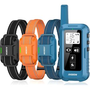 Jugbow Dog Training Collar for 3 Dogs- 4200FT Training Collar with Remote for 5-120 lb Large Medium Small Dogs, Rechargeable Waterproof IPX8 E Collars with Beep Vibration(1-3) Safe Static(0-16)