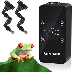 Updated Reptile Mister – Humidifier for Tanks, Amphibians, and Rainforest Plants with Timer and Manual Spray Functions