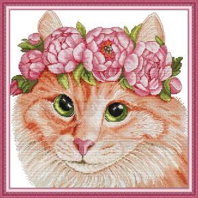 Stitchhaven 14CT Cute Cat Counted Cross Stitch Kit for Beginners, Unprinted Complete DIY Embroidery Set with Pattern & Tools, Premium Aida Cloth & Threads (Rebellious Little cat)