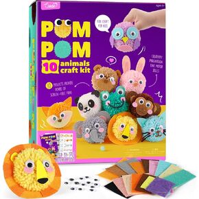 Pom Pom Craft Kit - Animal Art and Craft Project - DIY Plush Crafts for Kids, Toddler Art Activity Gift for Little Boys & Girls Ages 6 7 8 9