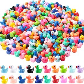 200pcs Mini Resin Ducks 20 Colors Small Tiny Little Duck Figurines to Hide Miniature Figures for Dollhouse Micro Garden Landscape Decoration Craft Party Favors Toys