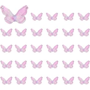 Mini Resin Butterflies, 0.31" Length, Resin Miniature Dollhouse Accessories Clear Light Pink - (Applications: for Crafts Nail Art Fairy Micro Landscaping Ornament) 30-Pieces