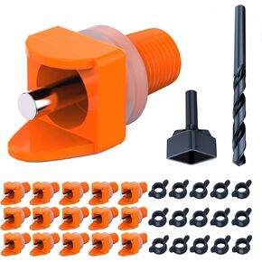 Lil'Clucker Horizontal Chicken Waterer Nipples, Pack of 15 Chicken Nipple Waterer with Drill Bits, Easy Install Automatic Chicken Waterer System, No Leak Chicken Water Feeder, Poultry Waterer - Orange