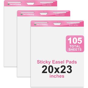 Sticky Easel Pad - 20 x 23 Inches Flip Chart Paper for Teachers, Super Sticking Power & Bleed-Resistant - Self-Stick Easel Paper for Office, School, Classroom Supplies, 35 Sheets/Pad, 3 Pads/Pack