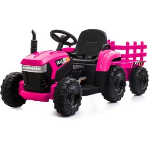 Tobbi Kids Ride Electric Ride On Toy Toy ، يركب 4 فولتات من 4 فولتات على السيارة مع مقطورة للأطفال الصغار 3-6 سنوات أسود