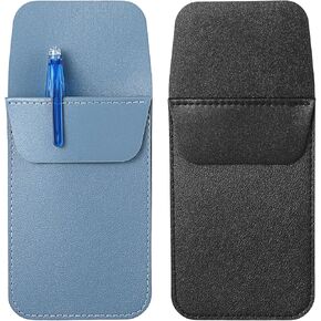 2pcs Pocket Pen Holder,Pocket Protectors for Pens and Pencils,PU Leather Pockets Protector for Men Shirt,Multi-Purpose Pen Organizer for Lab Coats,Black & Blue