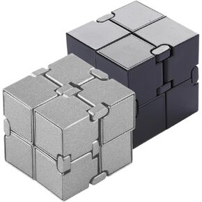 Black Infinity Cube Mini Gadgeting Toy Toy لتخفيف التوتر والقلق والمعادن اللانهائية Cube Bundle ألعاب حسية رائعة مثالية للأطفال البالغين مع مرض التوحد