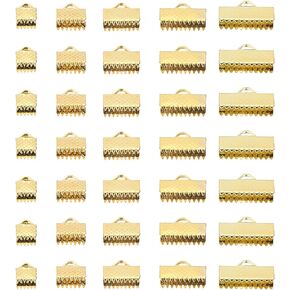 PATIKIL 6mm/8mm/10mm/13mm/16mm Ribbon Ends Crimp Clamp 150pcs Pinch Crimp End Bracelet Bookmark Cord Ends Fasteners Clasp for Leather DIY Craft Jewelry Making Gold/Silver in Saudi Arabia
