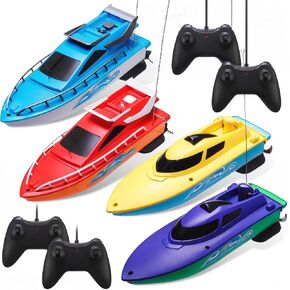 4 PCS RC Boats for Boys Girls ، قارب التحكم عن بُعد للمسابح والبحيرة ، لعبة Water Mini Water Mini Play Mini Play For Hamiles Pools Lakes Ponds البالغين ، 4 أنماط