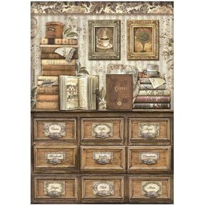 Stamperia A4 Decoupage Paper - كتب القهوة والشوكولاتة ، DFSA4824