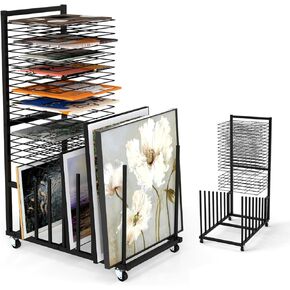 Art Drying Rack with 20 Removable Shelves & 7 Partitions,Metal Art Storage Rack Canvas Storage Painting Storage with Lockable Wheels for Classrooms,Art Studio