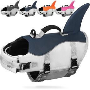 AMZNOVA Shark Dog Life Jacket Dog Life Vest for Swimming Puppy Swimming Life Jacket Doggy Float Vest Lifejacket Water Swim for Boating Pool Reflective Buoyance PFD XS Pink