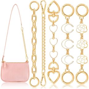 TINKRSTUFF 5Pcs Bag Extender Chain (Stylish Multishapes) Purse Extender Chain Bag Strap Extender for Handbags Crossbag Shoulder Bag, Metal Gold Chain Replacement Purse Bag Chain Accessories