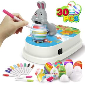طقم ديكور Engfa Easter Easter Eggs ، ديكور البيض Spinner Easter Bunny Toy ، آلة تلوين مع 12 علامة تموت 30 بيضًا بلاستيكيًا ، مجموعات هدايا عيد الفصح للأطفال Boys Girls Party