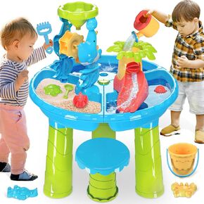 BELLOCHIDDO Water Table for Toddlers - 3 in 1 Kids Play Water and Sand Activity Sensory Playset with 12 Pcs Accessories - Summer Outdoor Pool Backyard Toys - Gifts for Boys Girls 1.5+ Years Old