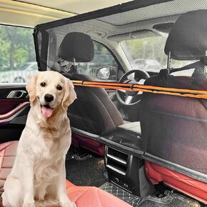 Dog Car Barrier, 50" Wide for Dog Barrier, Car Divider Backseat for Cargo Area, Back Seat Trunk Barrier with Net Mesh Separator for Dogs, Dog Net for Car Trunk and SUV