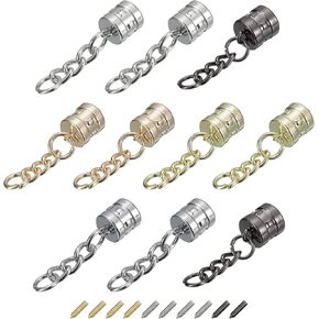 uxcell Tassel Cord End Cap with Screw, 15Pcs 0.63"/16mm Glue in Barrel End Caps for Tassel Jewelry Making Bag Strap DIY, 5 Colors
